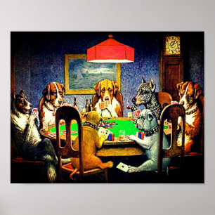犬遊トランプのポーカー ポスター