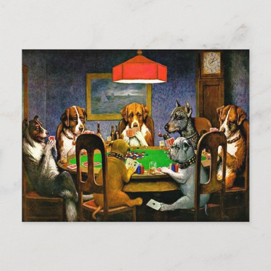 犬遊トランプのポーカー ポストカード (正面)
