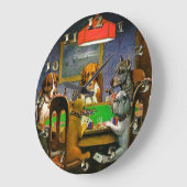 犬遊トランプのポーカー ラージ壁時計 (傾斜)