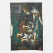 犬遊トランプのポーカー(動物カードゲーム) キッチンタオル (縦)