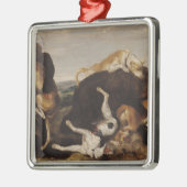 犬間のくまの狩りまたは、戦いおよびくま メタルオーナメント (左)