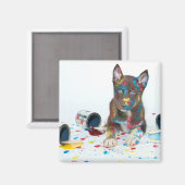 犬間抜けの毛得が絵を描い マグネット (正面/裏面)
