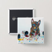 犬間抜けの毛得が絵を描い 缶バッジ (正面&裏面)