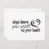 犬離れの手がハートに印刷 ポストカード (正面/裏面)