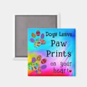 犬離れの手がハート磁石に印刷 マグネット (正面/裏面)