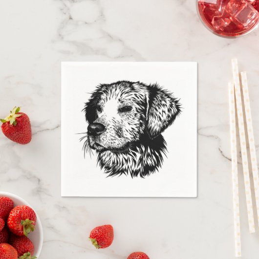 犬頭のスケッチ スタンダードカクテルナプキン (インサイチュ)