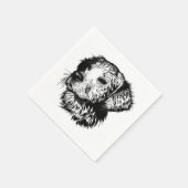 犬頭のスケッチ スタンダードカクテルナプキン (角)