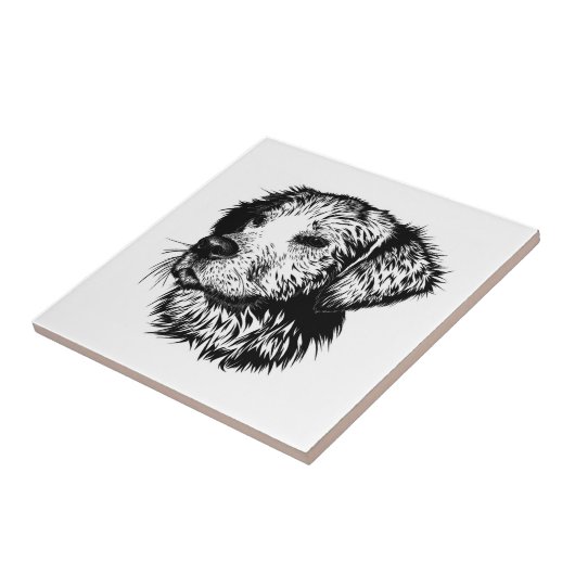 犬頭のスケッチ タイル (側面)