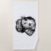 犬頭のスケッチ ビーチタオル (正面)