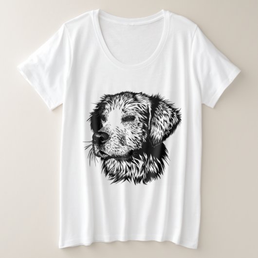 犬頭のスケッチ プラスサイズTシャツ (デザイン正面)