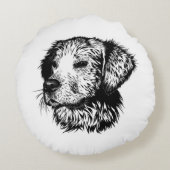犬頭のスケッチ ラウンドクッション (裏面)