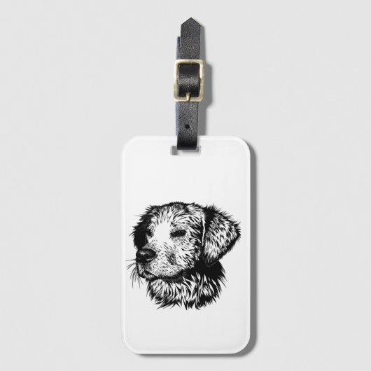 犬頭のスケッチ ラゲッジタグ (正面縦)