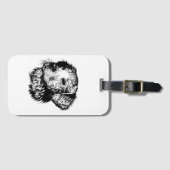 犬頭のスケッチ ラゲッジタグ (正面横)