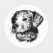 犬頭のスケッチ ラベル (デザイン1)