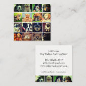 犬顔コラージュドッグウォーカートレーナーとシッター スクエア名刺 (正面/裏面)
