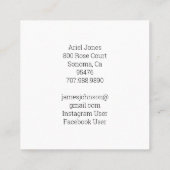 犬顔ペットポートレート写真家カスタム撮影 スクエア名刺 (裏面)