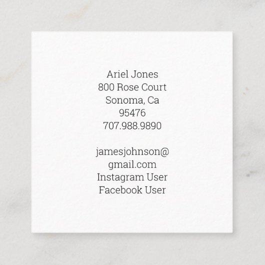 犬顔ペットポートレート写真家 スクエア名刺 (裏面)