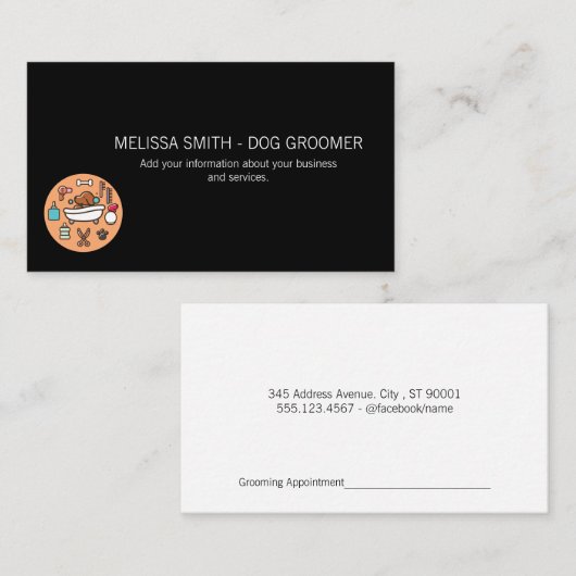 犬風呂とグルーミング具 予約カード (正面/裏面)