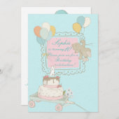 犬飛んでいると鳥 – 子供誕生日招待状 招待状 (正面/裏面)