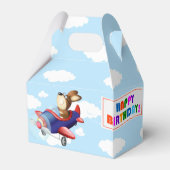 犬飛んでいる飛行機の誕生日パーティー フェイバーボックス (裏面サイド)
