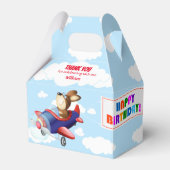 犬飛んでいる飛行機の誕生日パーティー フェイバーボックス (正面サイド)