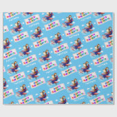 犬飛んでいる飛行機パーソナライズされた誕生日 ラッピングペーパー (フラット)