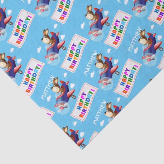 犬飛んでいる飛行機パーソナライズされた誕生日 薄葉紙 (詳細)