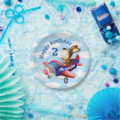 犬飛んでいる飛行機子供の誕生日パーティー ペーパープレート (パーティー)