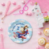 犬飛んでいる飛行機子供の誕生日パーティー ペーパープレート (パーティー)