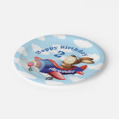 犬飛んでいる飛行機子供の誕生日パーティー ペーパープレート (アングル)