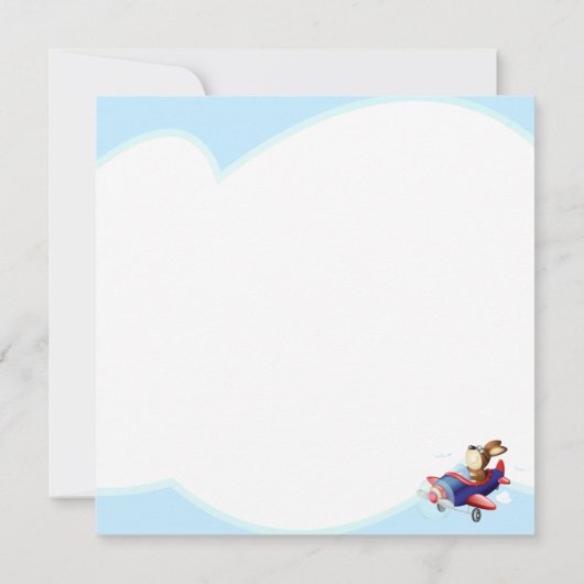 犬飛んでいる飛行機誕生日 カード (裏面)