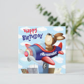 犬飛んでいる飛行機誕生日 カード (スタンド正面)