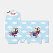 犬飛んでいる飛行機 |誕生日パーティー フェイバーボックス (折り畳みなし)