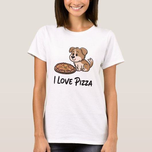 犬食べのピザ Tシャツ (正面)