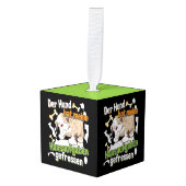 犬食べの宿題 – 学のドイツ語引用文 キューブオーナメント (正面アングル)