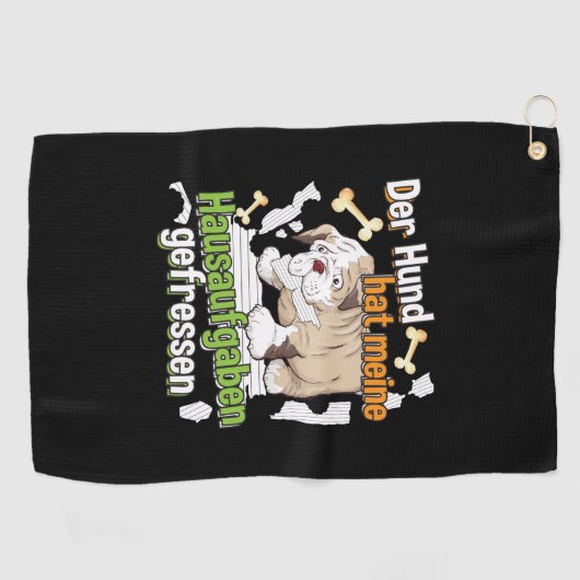 犬食べの宿題 – 学のドイツ語引用文 ゴルフタオル (横)