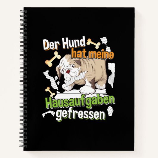 犬食べの宿題 – 学のドイツ語引用文 ノートブック (正面)