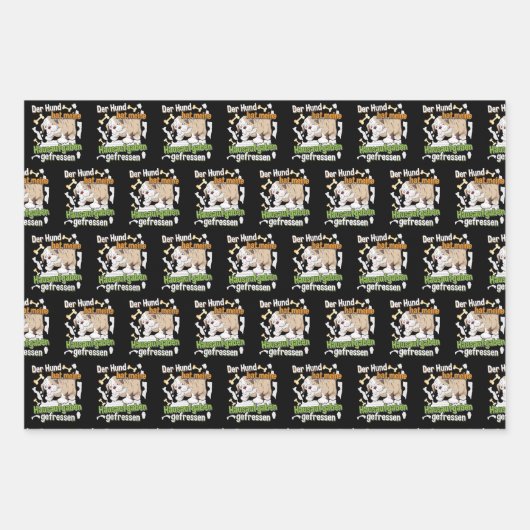 犬食べの宿題 – 学のドイツ語引用文 ラッピングペーパーシート (正面)