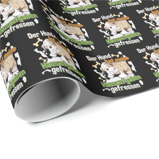 犬食べの宿題 – 学のドイツ語引用文 ラッピングペーパー (ロールコーナー)