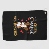 犬食べの宿題 – 学のフランスの引用文 ゴルフタオル (横)