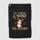 犬食べの宿題 – 学のフランスの引用文 ゴルフタオル (正面)