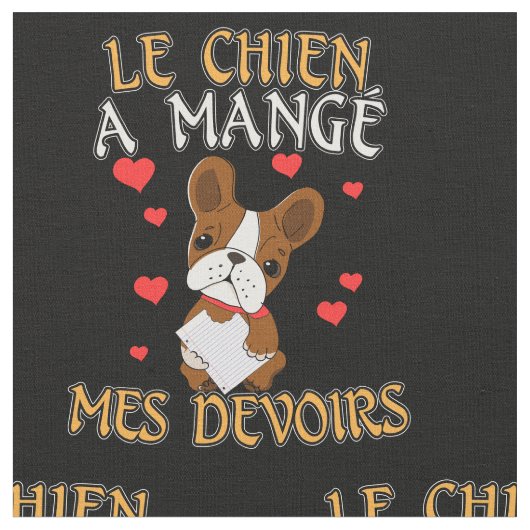 犬食べの宿題 – 学のフランスの引用文 ファブリック (クローズアップ)