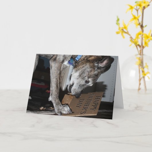 犬食べの父親の日の贈り物(犬の食べこそ) カード (黄色い花)