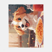 犬食べ物のスパゲティ フリースブランケット (正面)