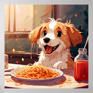 犬食べ物のスパゲティ ポスター