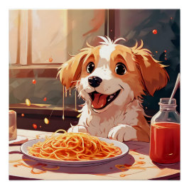 犬食べ物のスパゲティ ポスター