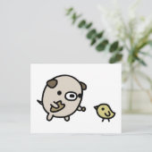 犬食べ物を与えの鳥 ポストカード (スタンド正面)