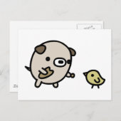 犬食べ物を与えの鳥 ポストカード (正面/裏面)
