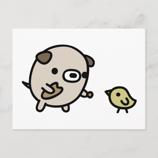 犬食べ物を与えの鳥 ポストカード (正面)