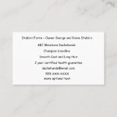 犬飼育者ダックスフント名刺 名刺 (裏面)